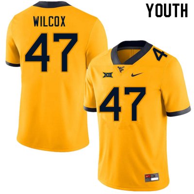 Youth West Virginia Mountaineers NCAA #47 Avery Wilcox Gold Authentic Nike Stitched College Football Jersey OC15T14ET